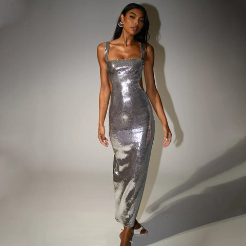 Sandra | Pailletten Maxikleid