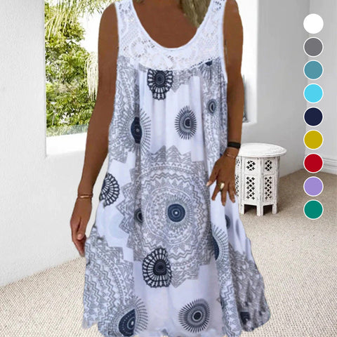Natalia | Sommerliche Leinenkleider ohne Ärmel mit Aufdruck