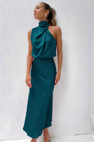 Rayan | Langer Trägerkleid mit Halterausschnitt