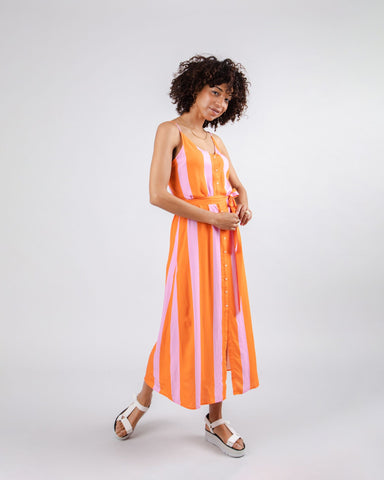 Jadiel | Farbblocklanges Kleid Orange