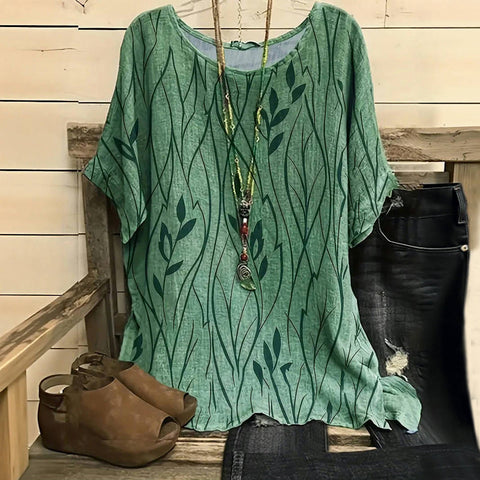 Zain | Vintage-Bluse Mit Blattdruck