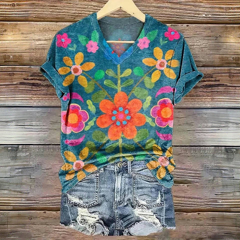 Katarina | Vintage Blumenprint T-Shirt