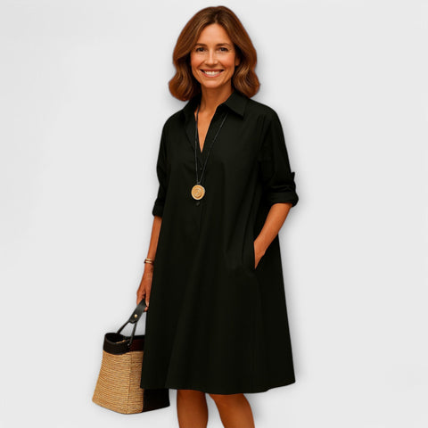 Malinda | Giolanta - Modernes Chemisierkleid mit V-Ausschnitt