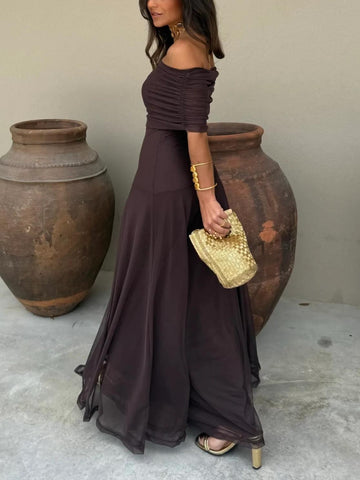 Emma | Stylisches Ein-Schulter Maxikleid - Atemberaubendes Mesh-Detail