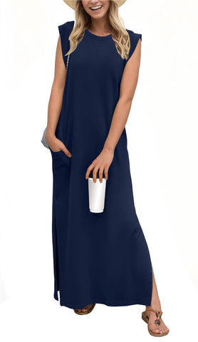 Nallie | Damen Maxikleid mit lockerer Passform, knitterfrei