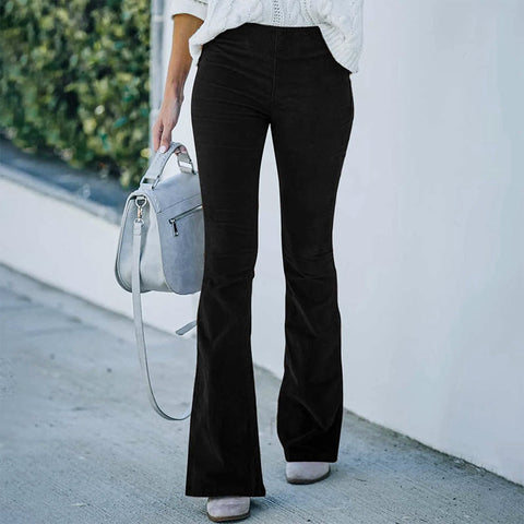 Nathalie | 2025 Hochtaillierte Hosen mit elastischer Taille aus Mikrocord