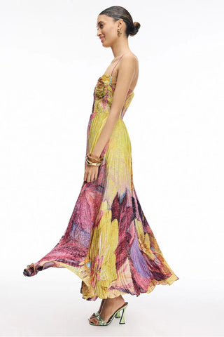 Zhavia | Kiara Maxikleid mit Multicolor-Ikat-Print