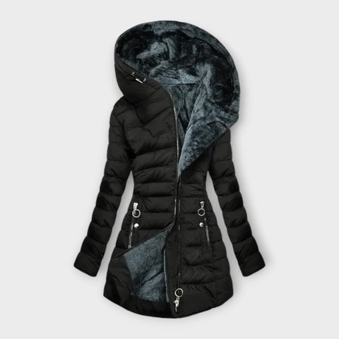 Beatrix | Stylischer Wintermantel Damen - Pelzgefütterter kuscheliger Mantel