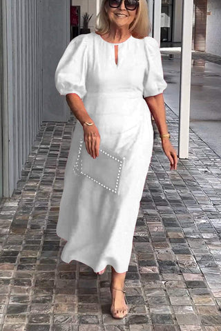 Isla | Einfarbiges Baumwoll-Leinenkleid