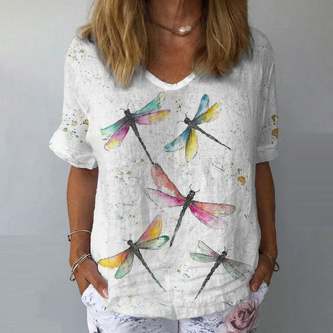 Vicki | Vintage Libellen-Druck T-Shirt
