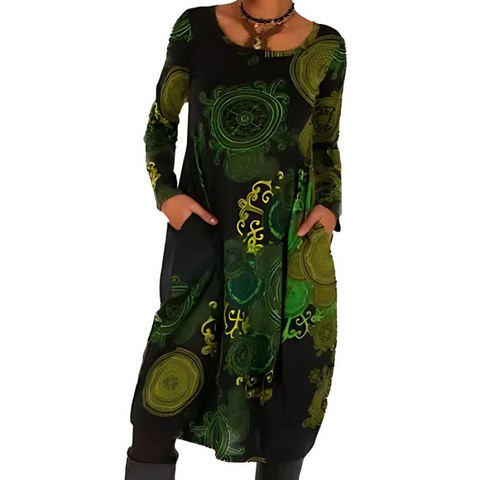 Anika | Stylisches Kleid mit Bohemian Flair - Langarm Kleid für Herbst