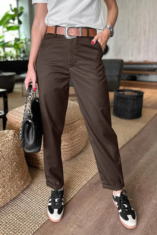 Mila247KL | Anzughose Damen gestreift - Elegante Business Hose für Fashion Trends