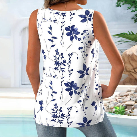 Zyan | Lässiges Tanktop mit Blattmuster
