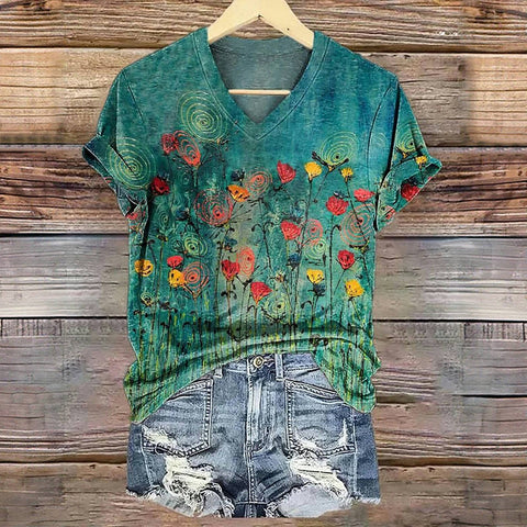 Jasmine | Vintage-T-Shirt Mit Blumendruck