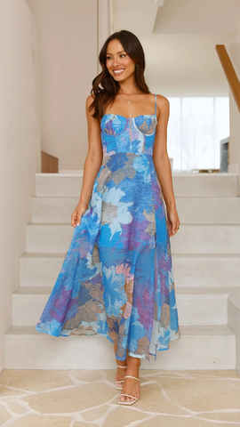 Toby | Elegantes Sommerkleid mit Blumenmuster und Trägern