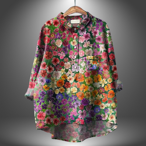Lara | Handgefertigte Blumenbluse für Damen