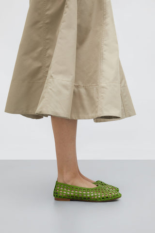 Santiago | Ava Ballettschuhe in Grün aus gewebtem Leder