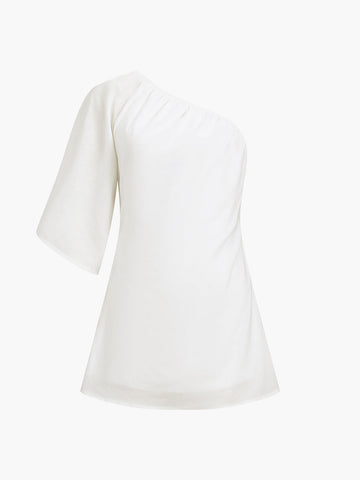 Klara | Aegean Baumwoll-Leinen-Kleid mit kurzen Ärmeln