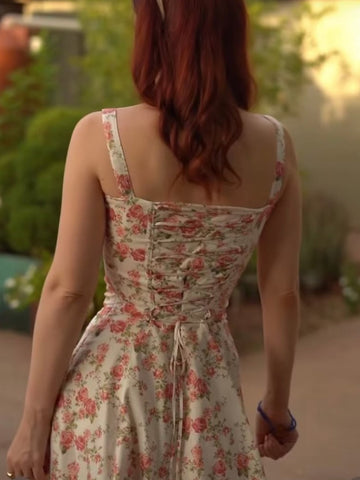 Rosa Blütchen | Eleganter Midi-Sundress mit Floral-Druck
