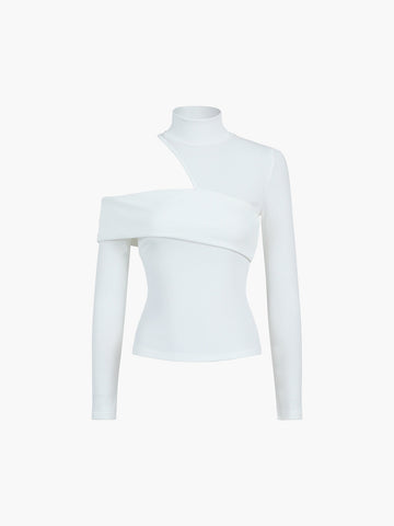 Miriam | Raffiniertes Langärmeliges Strick-Top mit Asymmetrischem Ausschnitt
