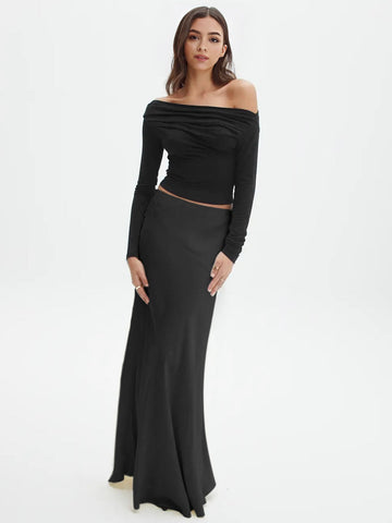 Lisa | Trendige Off-Shoulder Bluse mit langen Ärmeln