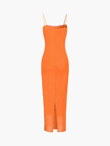 Clara | Elegantes Maxikleid mit Spitzenbesatz aus Mesh