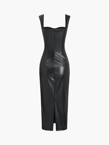 Clara | Elegantes Bodycon-Midikleid aus Kunstleder