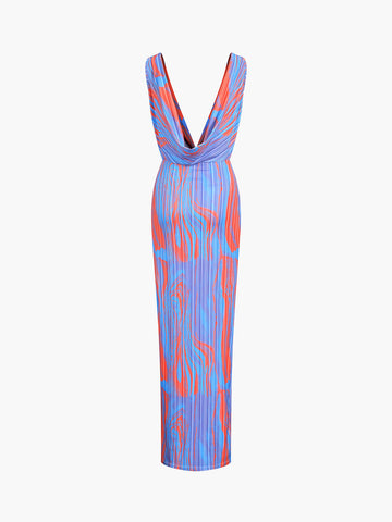 Eleganz in Bewegung | Flammende Leidenschaften Cowl Neck Long Dress