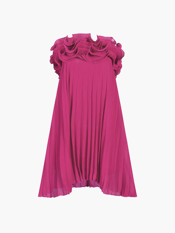 Clara | Kurzes Kleid mit Rosetten-Röhrenfalten aus Mesh