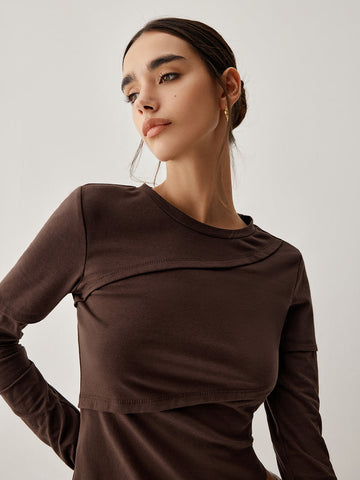 Laura | Asymmetrisches Langarm Top mit Paspelierung