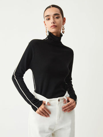 Clara | Elegantes Rollkragen-Top mit Kontrastpaspelierung