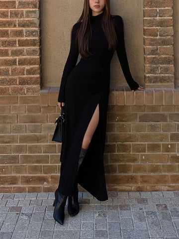 Clara | Elegantes langärmeliges Bodycon-Kleid mit geschlitzten Falten