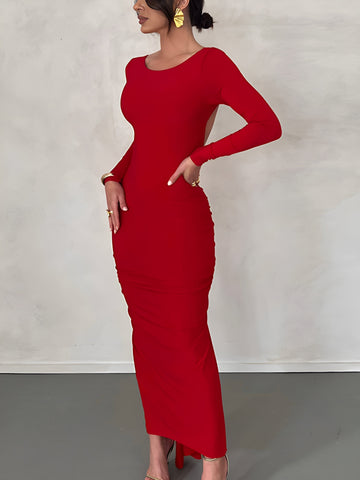 Clara | Elegantes Maxikleid mit gerafftem Rückenausschnitt