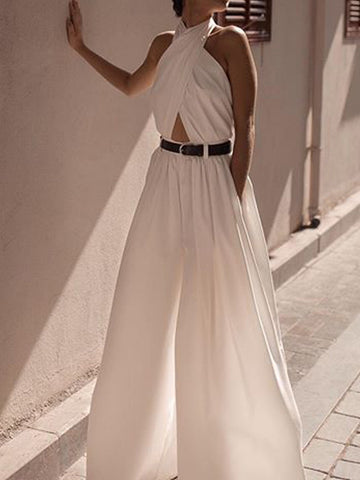Mia | Criss Cross Halterloser Jumpsuit ohne Gürtel