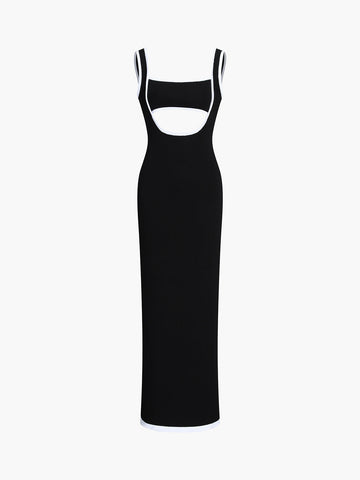 Clara | Elegantes Cutout-Maxikleid mit Kontrastbesatz