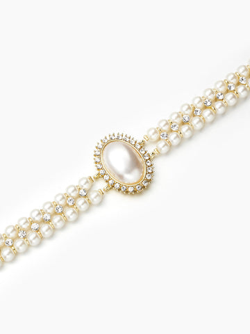 Clara | Vintage Choker mit Doppellagigem Kunstperlendesign