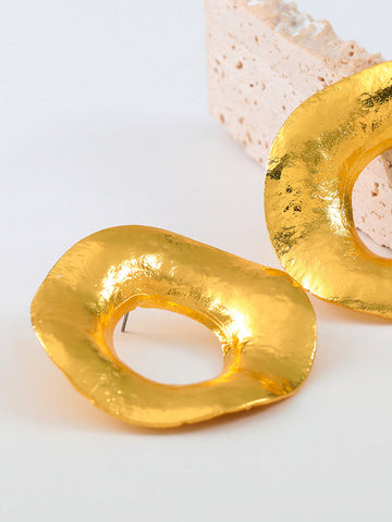 Clara | Goldene Runde Ohrstecker mit Struktur