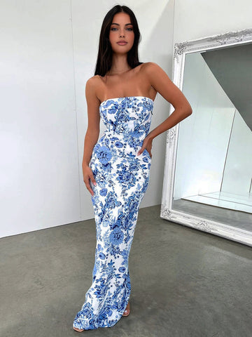 Greta | Maxikleid mit floralem Muster und Schlitz