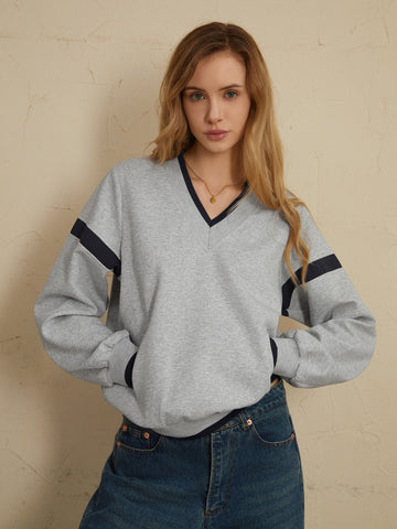 Leo | Oversized-Sweatshirt mit Kontrastbesatz