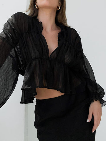 Clara | Chiffonbluse mit Rüschendetails