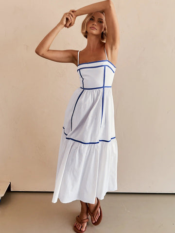 Livia | Kontrastlinien Dekor Cami Langkleid