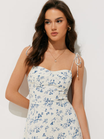 Sofia | Florales, gerafftes Sommerkleid