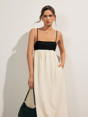 Clara | Elegantes rückenfreies Maxikleid mit Taschen