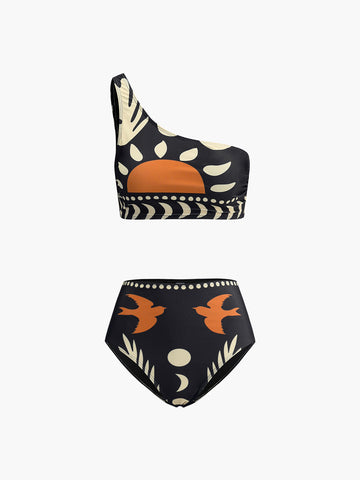 Fiona | Asymmetrischer Bikini mit Vogelmotiv - Trend Bikini 2024