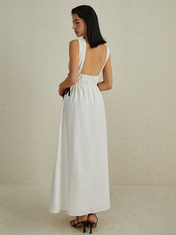 Clara | Elegantes Rückenfreies Maxi-Kleid mit Kordelzug