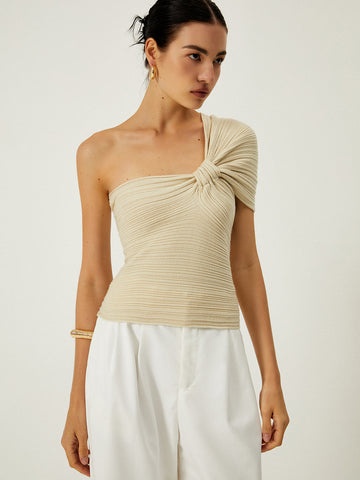 Mia | Asymmetrisches Knotted Stricktop mit einem Schulterträger