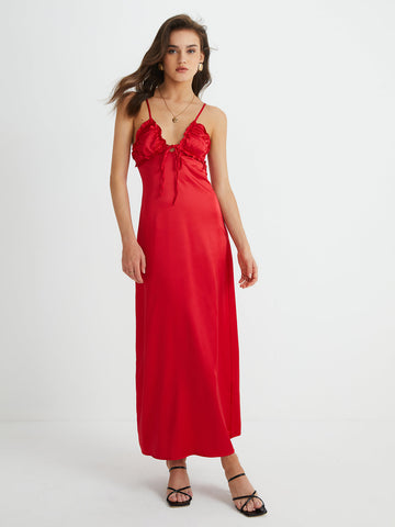 Clara | Verführerisches V-Ausschnitt Kleid mit Rückenausschnitt und Bindeband