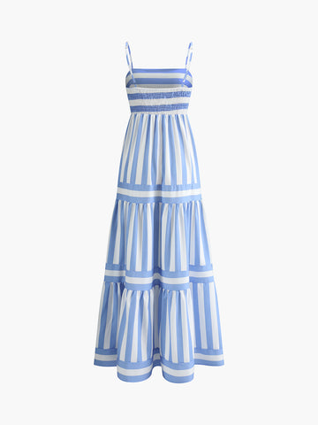 Sara | Gedrucktes, rückenfreies Maxikleid mit Taschen