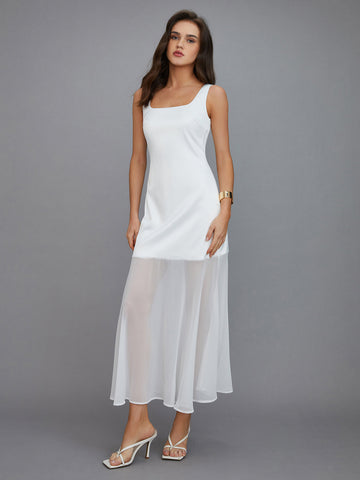 Kristina | Transparentes Maxi-Kleid mit schickem Overlay