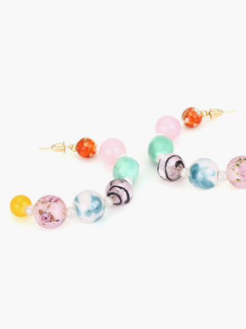 Clara | Bunte Perlen-Hoops mit Glanz